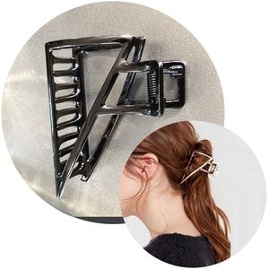 Geometric Metal Hair Claw Clip Dark Silver Gunmetal